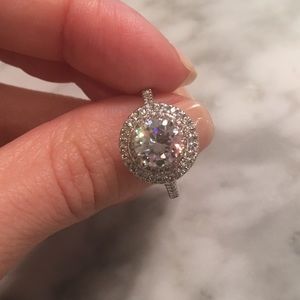 Double halo engagement ring sterling cz